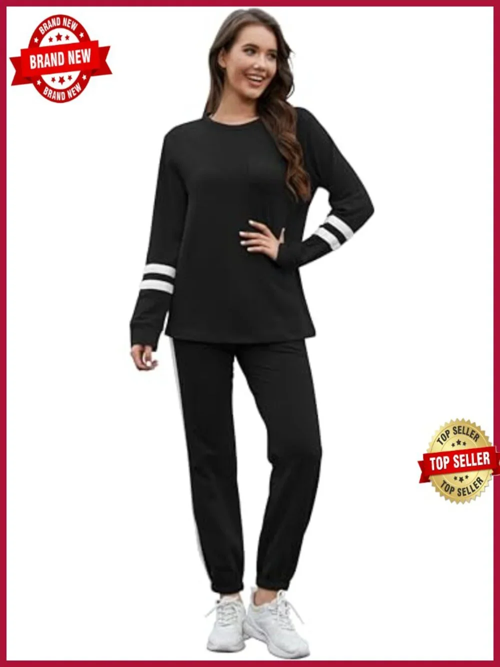 2 Piece Lounge Set Sweatsuit for Women Long Sleeve Crewneck Pullover Jogger